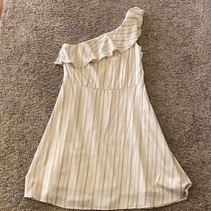Ann Taylor Factory One-Shoulder Cream and Black Dress